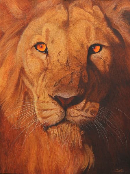 King's Gaze - Oil on Canvas painting by Shakthi Prasad